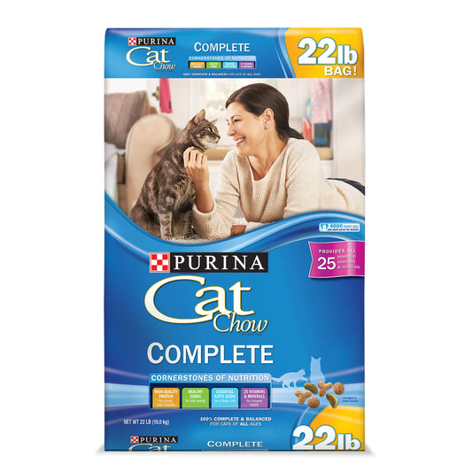 Purina Cat Chow Proteinreiches Trockenfutter für Katzen, komplett, 22 lb. Beutel