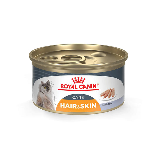 Royal Canin Feline Care Nutrition Hair & Skin Care Loaf in Sauce Canned Cat Food 3 oz can (24-count)