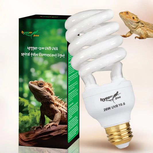 UVB-Lampe für Reptilien, 10,0 26 W, UVB-Licht für Reptilien, Hygger Zoo UVA-UVB-Glühbirne für Reptilien, UVB-Glühbirne für Reptilien, UVB-Licht für Bartagamen, Schildkröten, Eidechsen, Reptilienlampe, Terrarienlampe für Wüstenreptilien