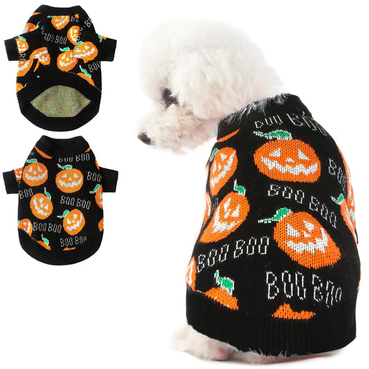 Suéter de calabaza para cachorros - Tejido acrílico suave para mascotas