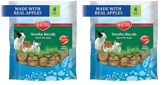 Galletas Timothy de Kaytee, golosinas horneadas para cobayas, conejos y otros animales pequeños, sabor manzana, 113 g (paquete de 2)