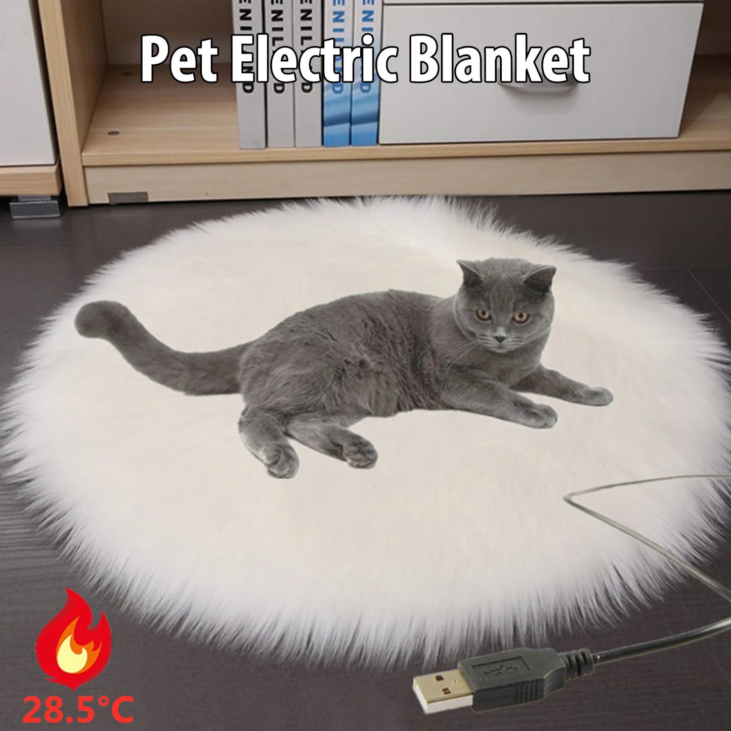 Dog Heating Plush Pad Usb Electric Mat Constant Temperature Pet Bed Blanket Puppy Heater Portable Cat Winter Sleep Roud Cushion