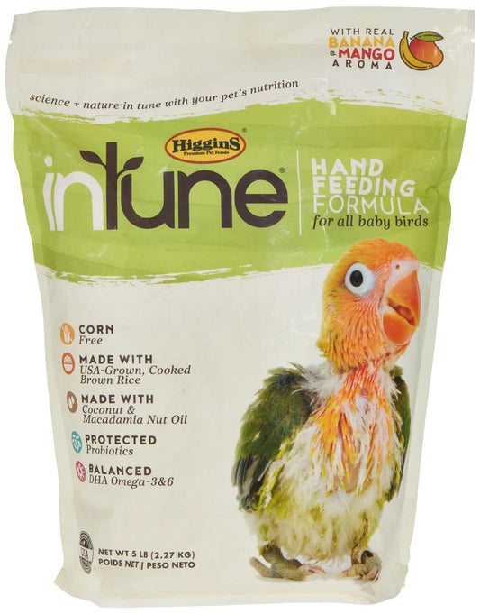 Higgins Intune Natural Hand Feeding Baby Bird Food 5 Lb