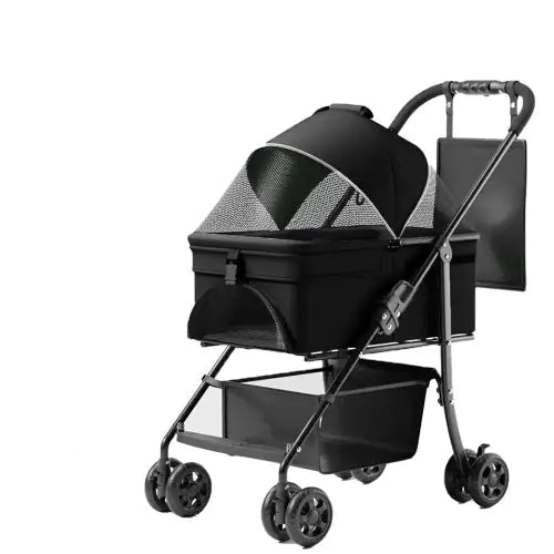 2-in-1-Klappkinderwagen für Hunde, faltbarer Kinderwagen für Haustiere, 4 Räder, Kinderwagen für Hunde, Katzen und Welpen mit abnehmbarer Reisetasche für kleine und mittelgroße Haustiere, wasserdichte Unterlage, Autositz, Sonnenschutz, Weihnachtsgeschenk