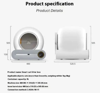 Caja de arena automática para gatos, inodoro y recogedor de excrementos