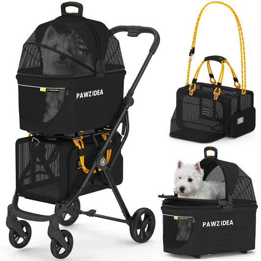 Dual Pet Journey Pal Deluxe - TSA-Compliant Mobile Double Pet Stroller