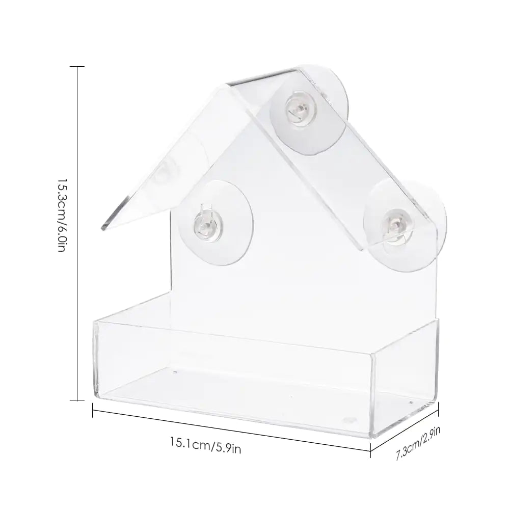 Suction Cup Bird Acrylic Feeder