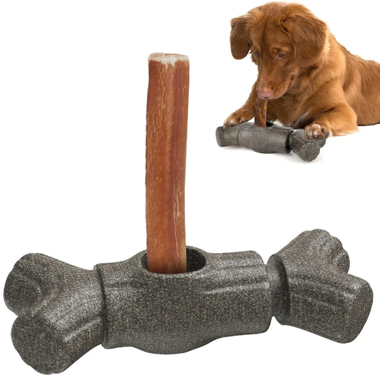 Soporte para palitos de matón para perros. Dispositivo de seguridad interactivo para huesos de perro que previene la asfixia. Se adapta a diferentes formas de hueso de palitos de matón.