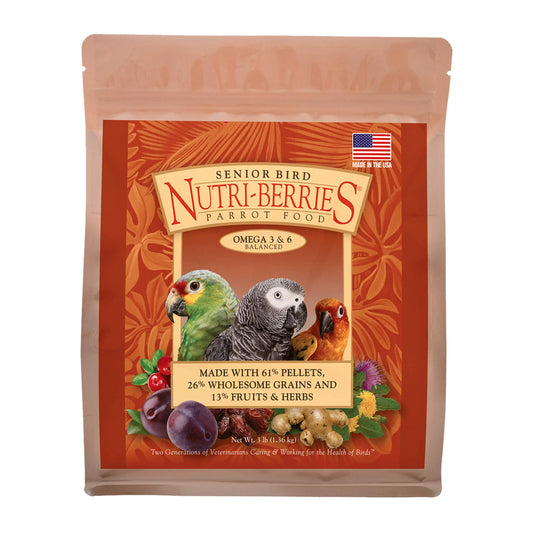 LAFEBERS Senior Bird Nutri-Berries Pet Bird Food Made with Non-GMO and Human-Grade Ingredients for Parrots 3 lb