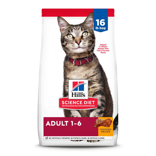 Hills Science Diet Adult Dry Cat Food Chicken Recipe 16 lb Bag