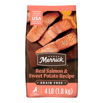 Merrick Grain Free Salmon + Sweet Potato Recipe Dry Dog Food 4 lbs.