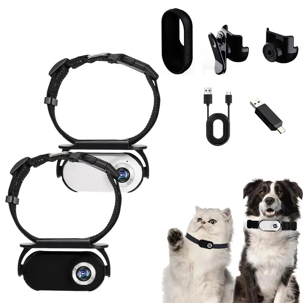 HD 1080P Dog Tracker Collar No WiFi Needed Pet Baby Dog Cat Camera Collar Nanny Camera With Video Records For Indoor/Outdoo C3A1