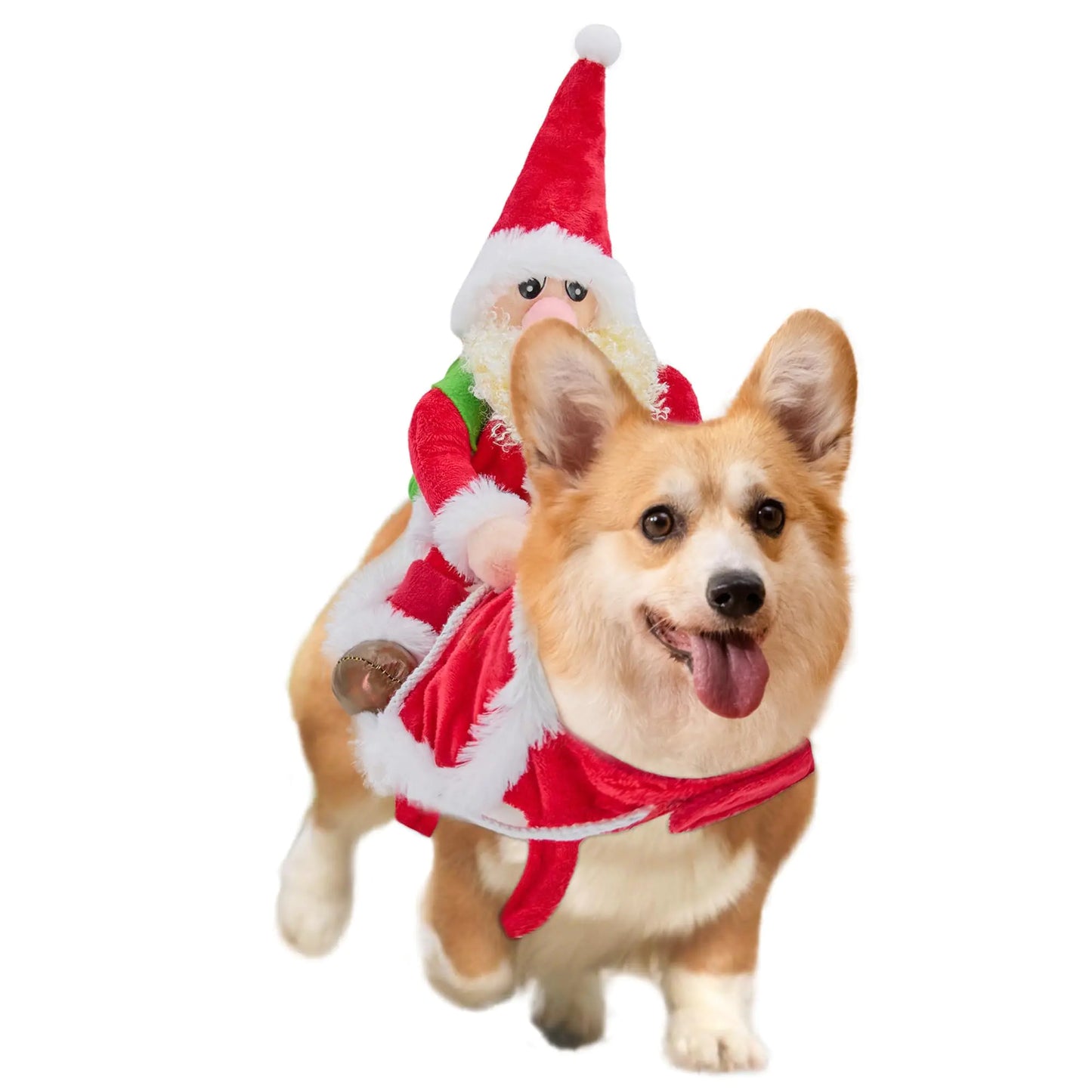 DELIFUR Santa Dog Costume Christmas Pet Clothes Santa Claus Riding Pet Cosplay Costumes Party Dressing up Dogs Cats Outfit for Small Medium Dogs (Small)