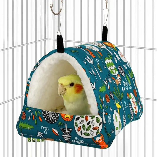 1 cama para pájaros con estampado bonito, minijaula para conejos y ardillas, nido para conejillos de indias, casa para hámster, cama para dormir para animales pequeños, jaula colgante para mascotas. 