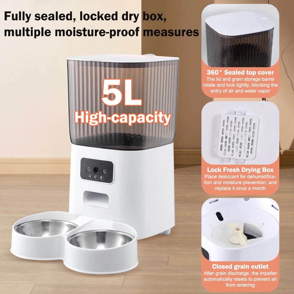 5L TuYa Smart WiFi APP Camera Automatic Pet Feeder