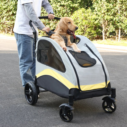 Large Dog Stroller 4 Wheel Pet Trolley Carrier