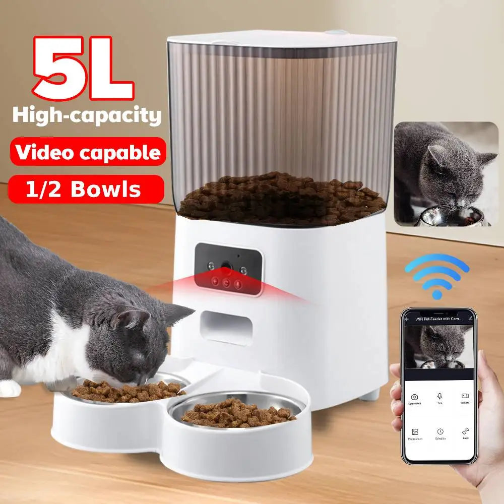 5L TuYa Smart WiFi APP Camera Automatic Pet Feeder