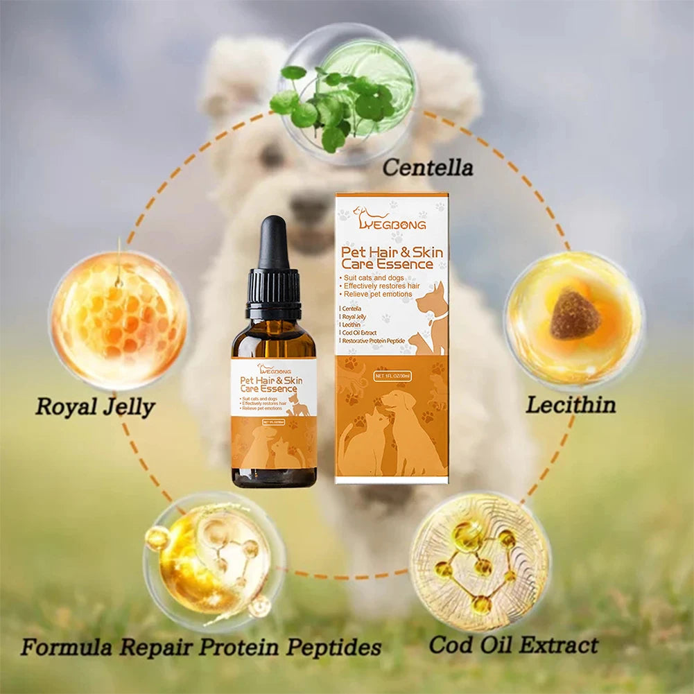 30ml Pet Hair Skin Care Essence Natural Moisturizing Coat Conditioner Promote Hair Growth Pet Skin Care Essence Pet Health Care