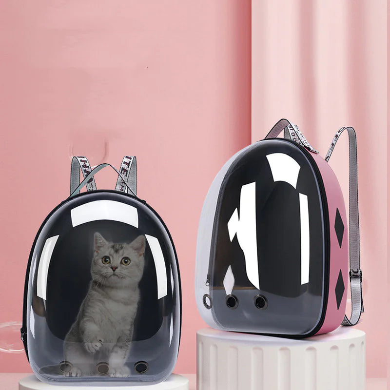 Mochila transportadora para mascotas con cápsula espacial transparente