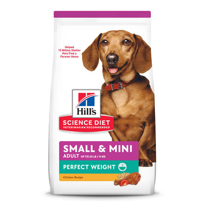 Hills Science Diet Adult Perfect Weight Small & Mini Chicken Recipe Dry Dog Food 12.5 lb bag