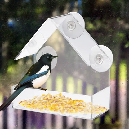 Suction Cup Bird Acrylic Feeder