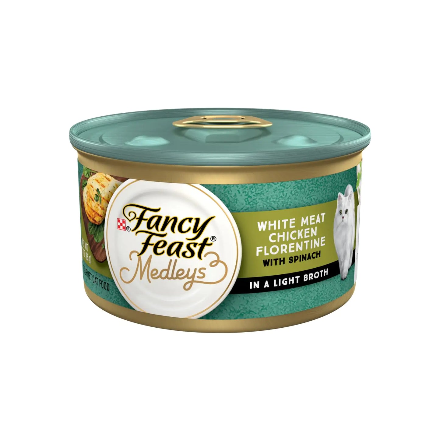 Fancy Feast PURINA Gravy Wet Cat Food Medleys White Meat Chicken Florentine with Garden Greens - 3 oz. Can (Pack of 24)