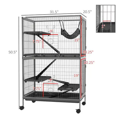 5 Tiers Of Small Animal Cages, Ferret Cages, Large Chinchilla Cages With Hammock Fittings And Heavy Duty Wires