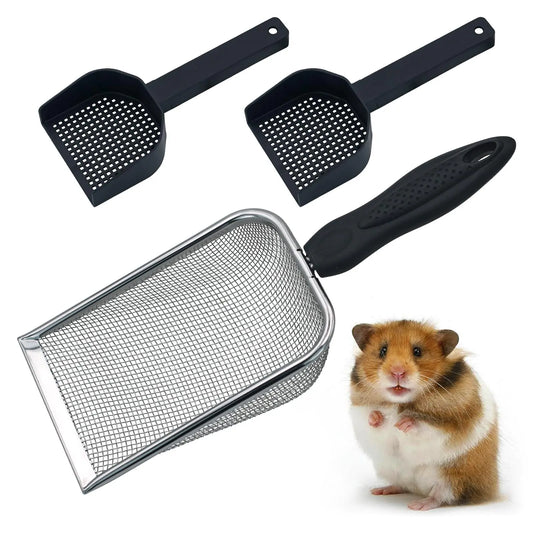 Ilofdsn Hamster Metal Litter Scoop for Sandbath Box 3PCS Litter Box Mesh Scooper Accessories for Guinea Pig Gerbil Rebbits Small Animals