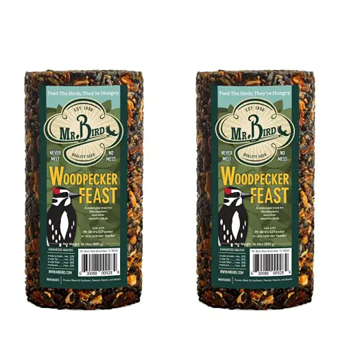 2-Pack Mr. Bird Woodpecker Feast Small Cylinder | Wild Bird Food for Outdoor Birds | Backyard Birdfeeding