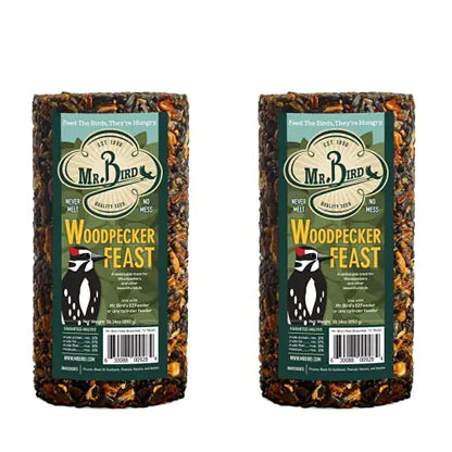 2-Pack Mr. Bird Woodpecker Feast Small Cylinder | Wild Bird Food for Outdoor Birds | Backyard Birdfeeding