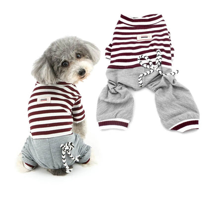 Cozy Cotton Stripe Dog Jumpsuit - XXL