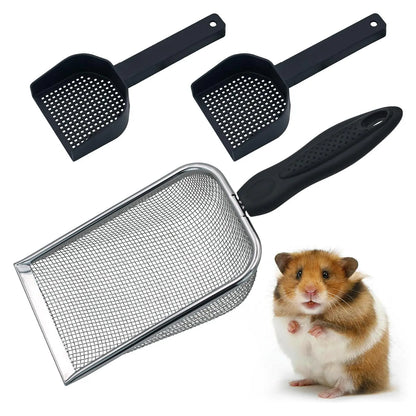 Ilofdsn Hamster Metal Litter Scoop for Sandbath Box 3PCS Litter Box Mesh Scooper Accessories for Guinea Pig Gerbil Rebbits Small Animals