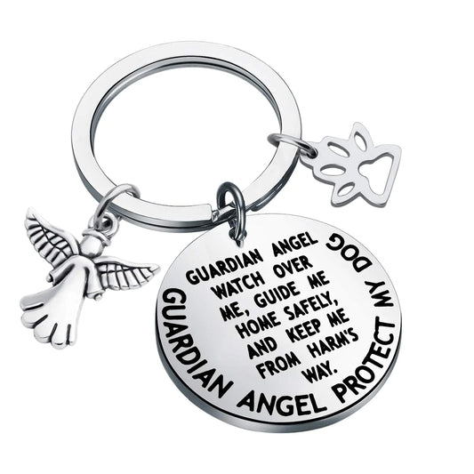 MYOSPARK Guardian Angel Protect My Dog Pet Protection Stainless Steel Pendant Collar Charm (Dog protection tag)